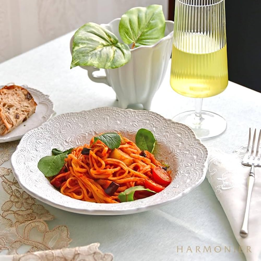 イタリア製　パスタ＆スープ　プレート6枚 Amazon | イタリア製パスタ皿 メルレットホワイトレースパスタ